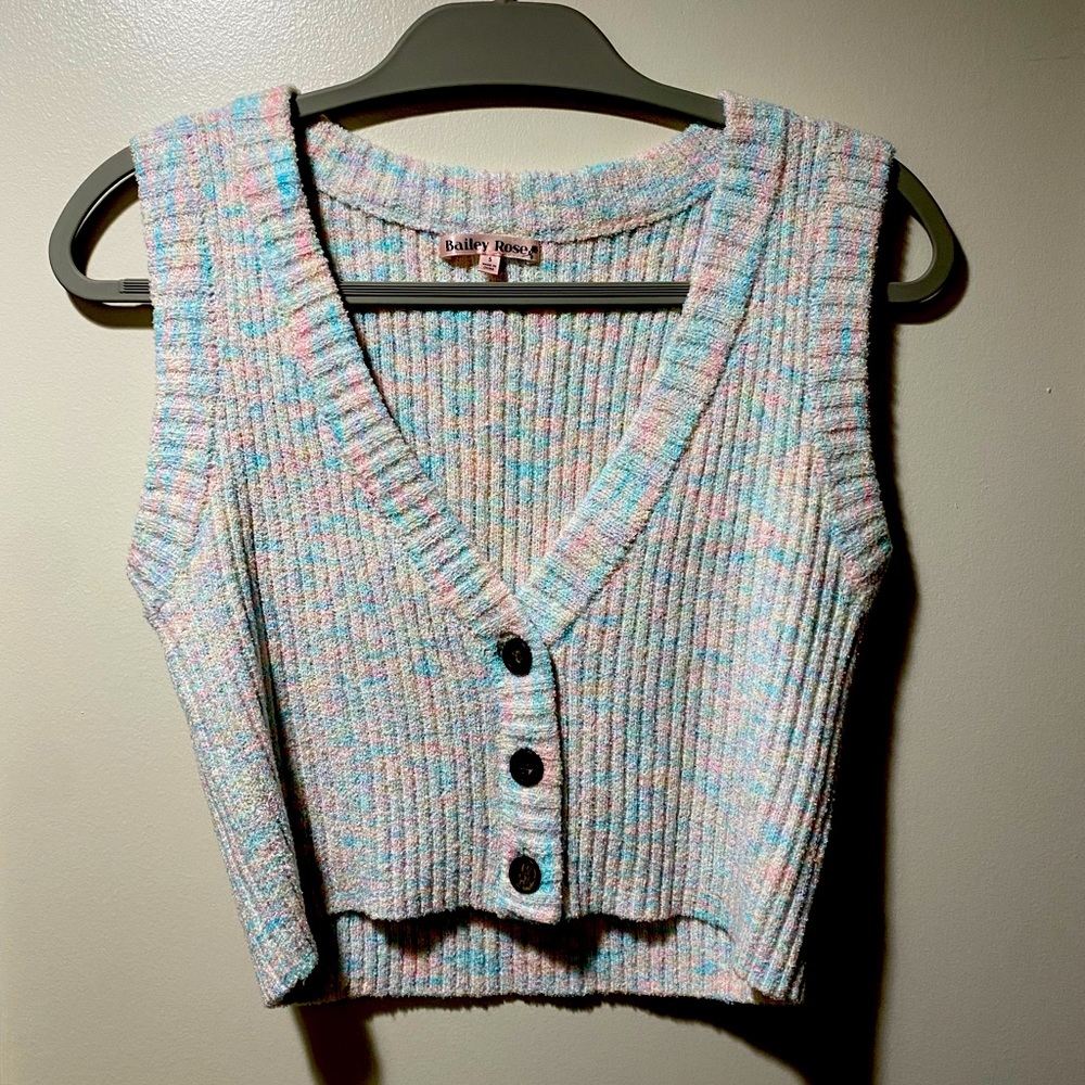 Multicolor Cropped Sweater Vest